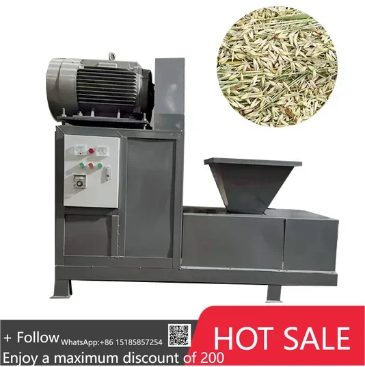 coconut shell wood sawdust bamboo rice husk straw jute sticks charcoal making briquette press machine