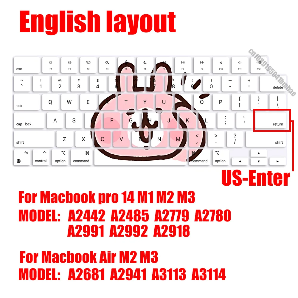 J314 US Layout Soft Silicone Keyboard Cover for Macbook pro 14 M1 M2 M3 A2442 A2485 A2779 A2780 A2991 Air M2 M3 A2681 A2941