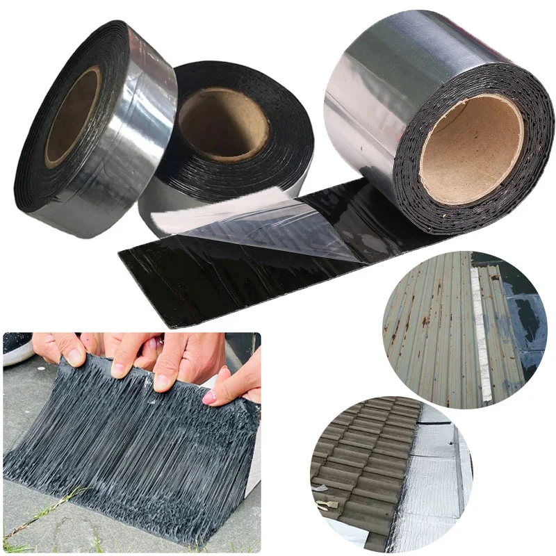 

5M Strong Waterproof Tape Aluminum Foil Asphalt Rubber Stop Leaks Seal Repair Sticker Self Adhesive Roof Hose Repair Flex Tape