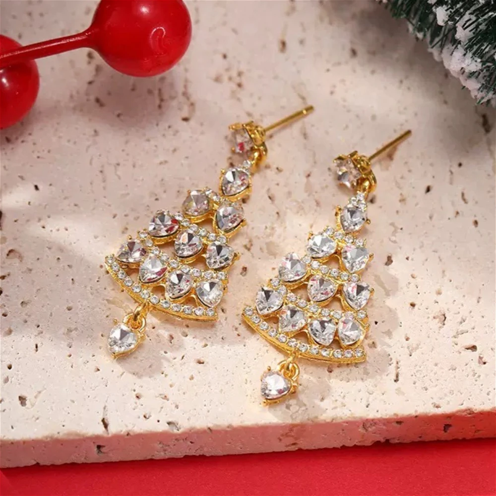 شخصية حجر الراين شجرة عيد الميلاد ستار الحلي قطرة وأقراط للنساء تنوعا بيان مجوهرات الزفاف الزفاف #2