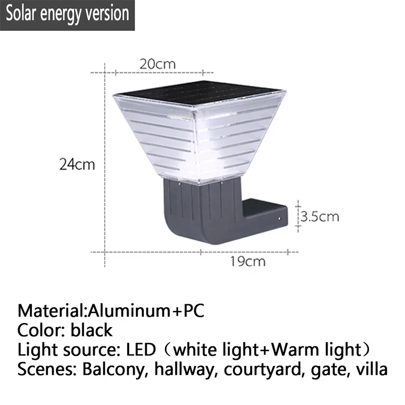 PLLY-Lâmpadas exteriores solares contemporâneas da parede, simplicidade, impermeável, criativo, varanda, corredor, pátio, villa, portão, hotel