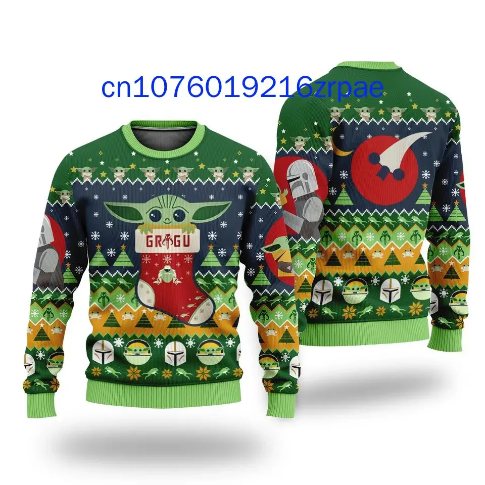 Baby Yoda Ugly Christmas Sweater 3D Printing Men and Women Casual Cartoon Sweatshirt Christmas Sweater