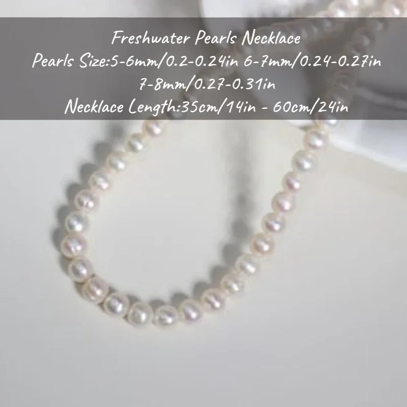 

MYSOYA White Freshwater Pearl Necklace 5-6mm/6-7mm/7-8mm With Gift Box, For Her/Him, Birthday/Wedding/Christmas/New Year Gift