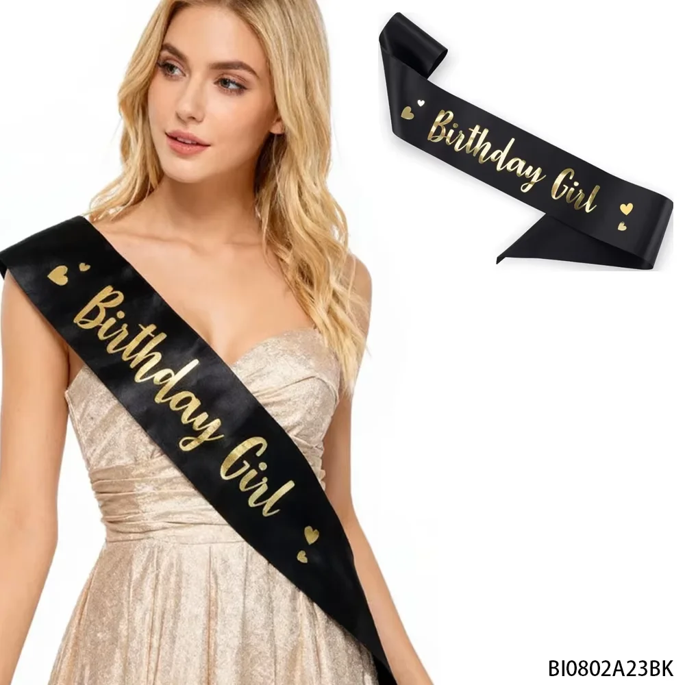 

PESENAR Black "Birthday Girl" birthday themed shoulder strap, a cool and eye-catching personalized item