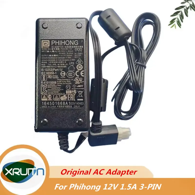 Original PHIHONG PSAA18U-120 3PIN 90ACC0194 AC Adapter Charger 12V 1500mA Scanning Gun Switching Power Supply