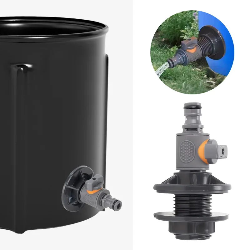 PVC Water Barrel Adapter Durable Water Tank Adapter with Valve Quick Installation Rainwater Collection Connector Kit accessories