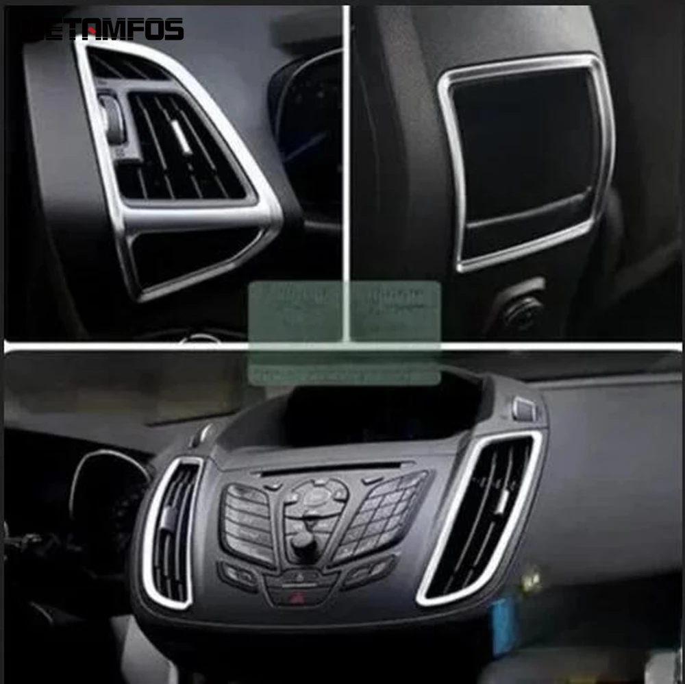 For Ford Kuga Escape 2013 2014 2015 Chrome Front Rear Air Condition AC Vent Outlet Cover Trim Interior Accessories Car Styling