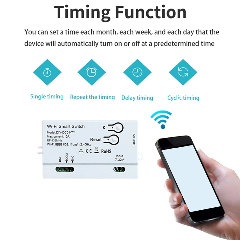 تويا واي فاي الذكية التبديل ديي الموقت ، 1CH ، 7-32V ، USB ، 5V ، G ، smartmife ، وحدة التشغيل الآلي للمنزل اليكسيا ، جوجل المنزل ، IFTT