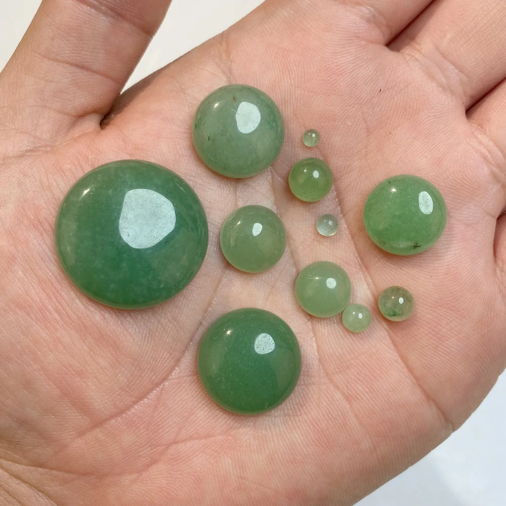 10pcs/Pack Green Aventurine Natural Stone Cabochon 3/4/5/6/8/10/12/14/16/18/20/25mm Round Flat Back Cabochon For Diy Jewelry