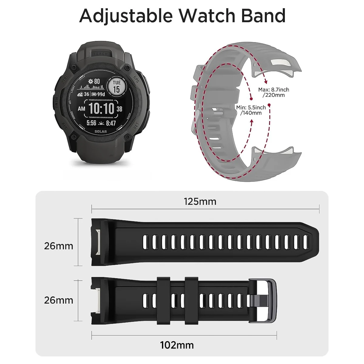Сменный ремешок для Garmin Instinct 2X Solar Tactical Edition 26 мм, силиконовый ремешок для часов Garmin, аксессуары для часов