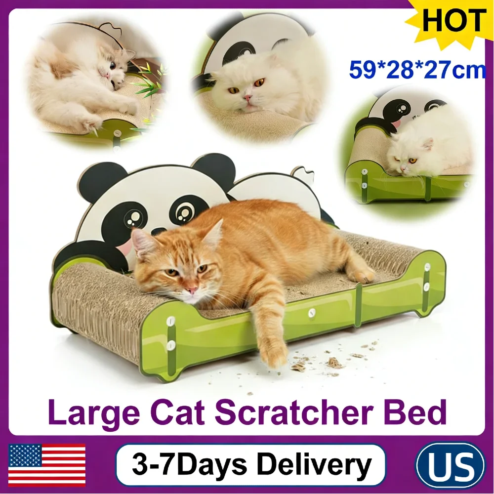 

Long Lasting Bear Cat Couch Scratcher Cardboard Non-Toxic Corn Glue Recycled Paper Scratching Pads for Indoor Cats Furniture Pro