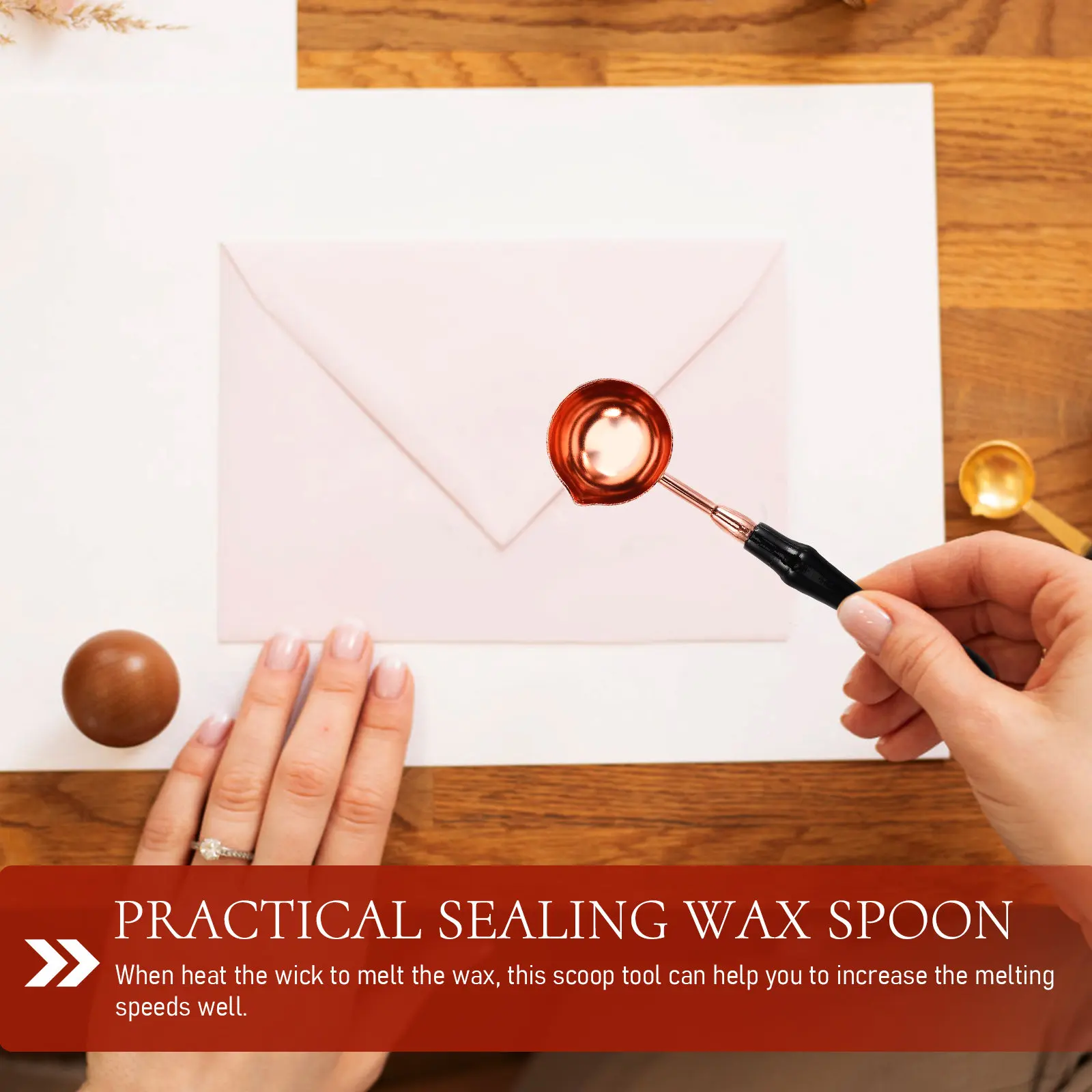 

Винтажная ложка для воска с деревянной ручкой, лопатка для плавления воска для восковых печатей, конвертов, подарков, поделок, удобный дизайн для заливки