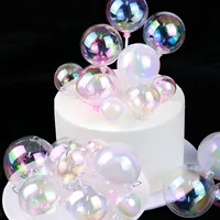 12/24pcs Transparent Colorful Birthday Wishing Ball Cake Decoration Plugin,for Birthday,Wedding,Various Party Cake Decoration