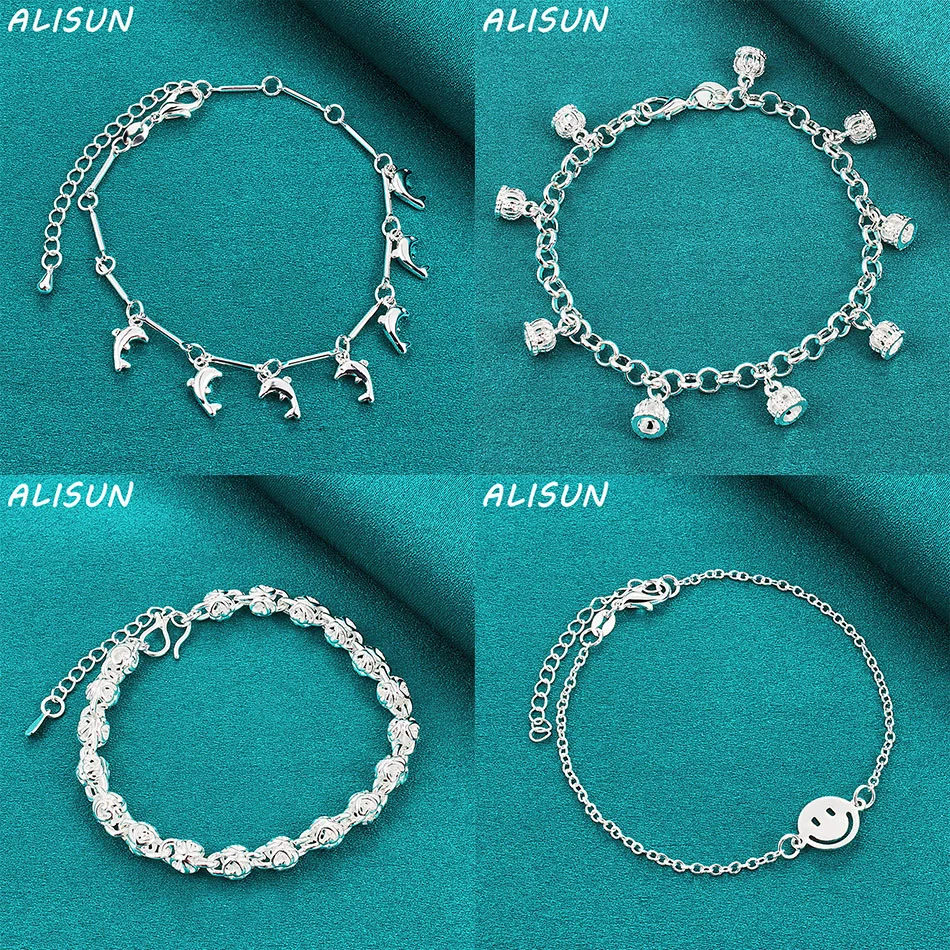 

ALISUN 925 Sterling Silver Bracelets For Women Men Anniversary Gift Popular Wild Fashion Romantic Jewelry