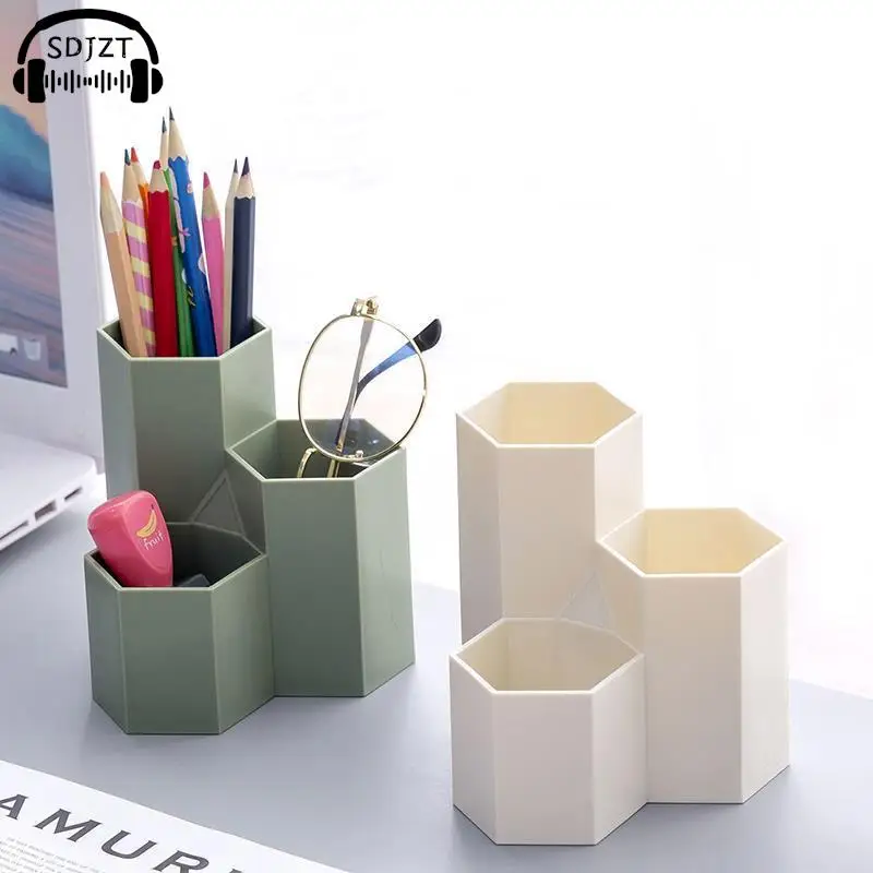 Simple Frosted Honeycomb Pen Holder Large Capacity Multi-functional Desk Stationery Storage Box Office Accessories