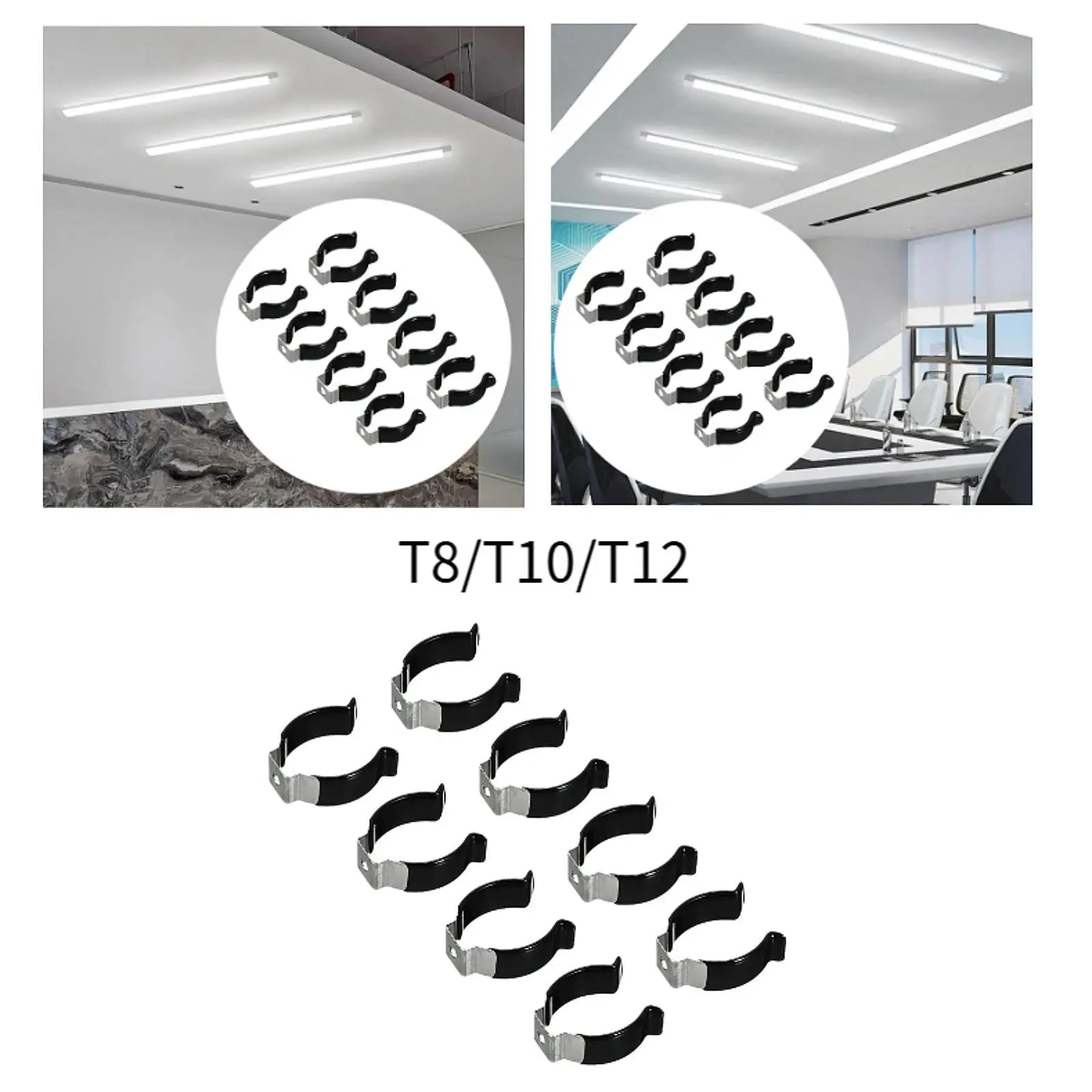 8x Clips Holder Bracket Lamp Support Pipe Clamps Prevent Sagging Versatile Convenient Compact Easy to Install Stainless Steel