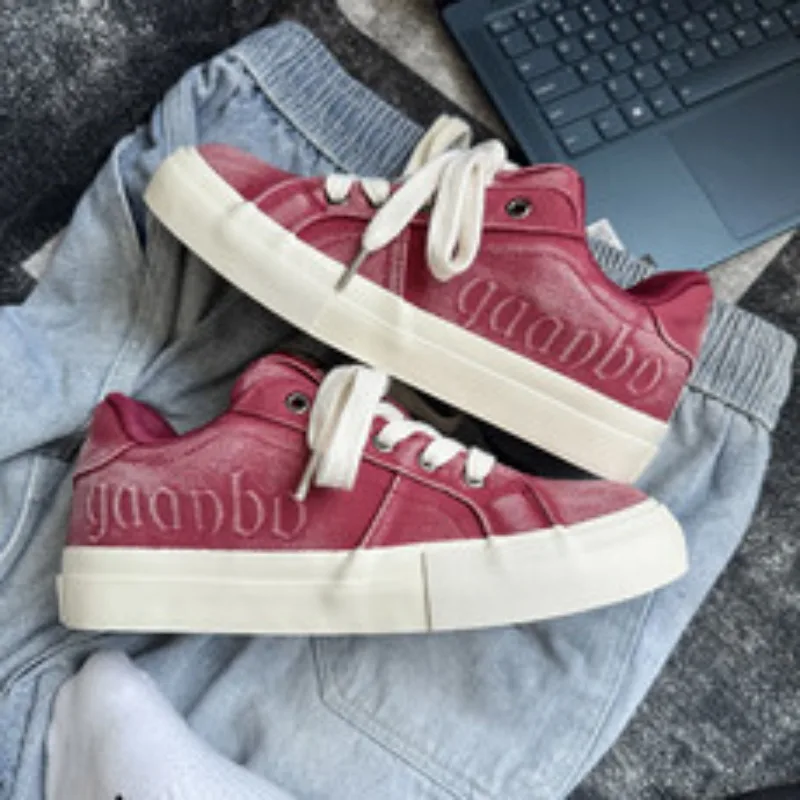 

Мужская летняя модная парусиновая дышащая красная с низким верхом, повседневная спортивная обувь для скейтбординга, удобная молодежная резиновая подошва