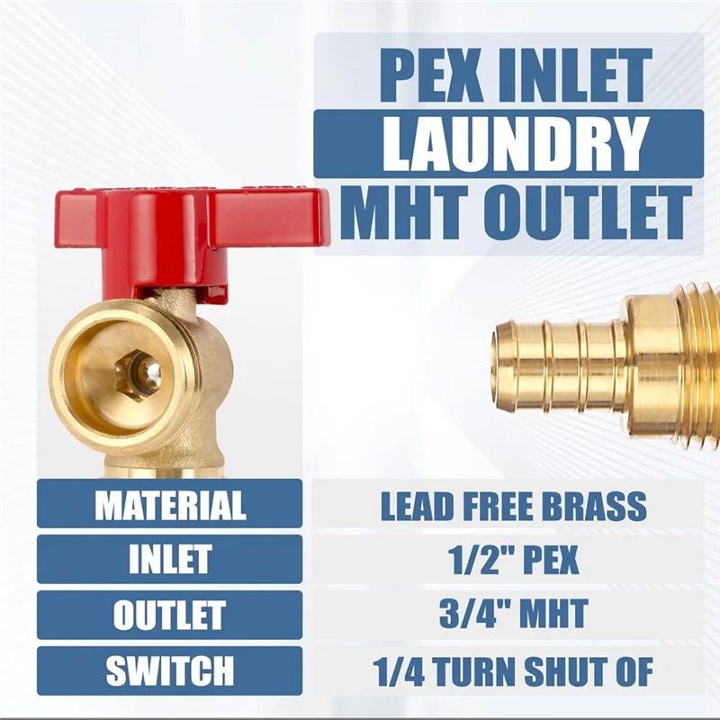 AAAC-Washing Machine Outlet Box With Center Drain,1/2Inch Pex Crimp X 3/4Inch MHT Connection,Laundry Washer Valve Outlet Box