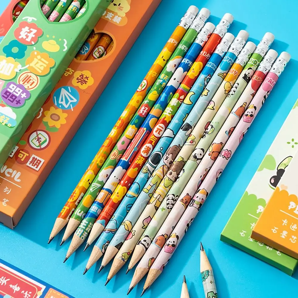 Durable With Rubber Head HB Pencil Stationery Cartoon Painting Pencil Smooth Writing Sketch Pencil School
