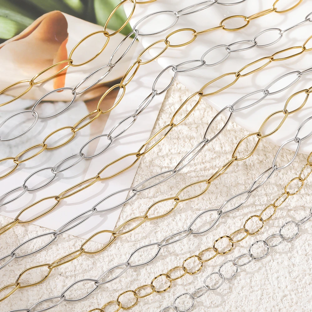 

1Meter/Lot 304 Stainless Steel Oval Shape Chains for Handmade DIY Necklace Bracelets Jewelry Making Accessories
