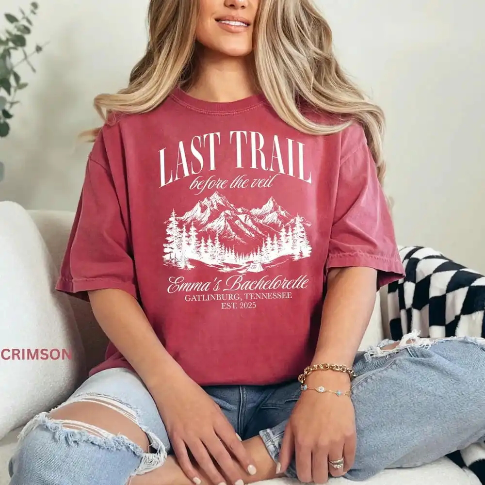 Camp Bachelorette Party Shirt Trail Before the Veil Mountain Bride Tee Custom Hiking Bridal Party and shirt