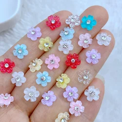 50pcs 3D Charms Kawaii Mini Diamond Flower Nail Art Jewelry Manicure accessori per la decorazione delle unghie