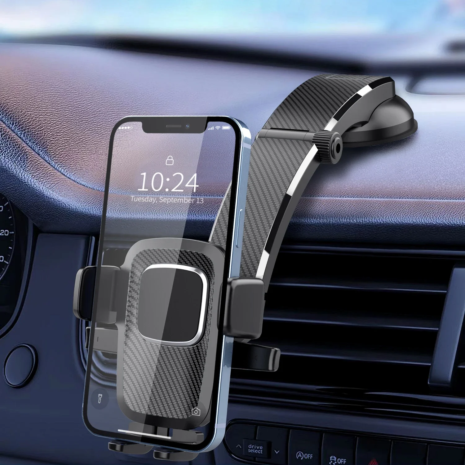 GEFENSI Car Phone Holder For Dashboard Windshield Cellphone Mount Clip Support Stand For 4.7-7