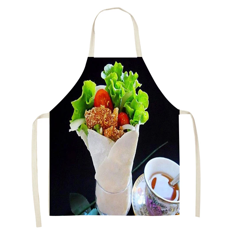 Cooking Baking Chef Apron Seductive pizza burger Gourmet Pattern Kitchen Sleeveless apron Linen household cleaning tools