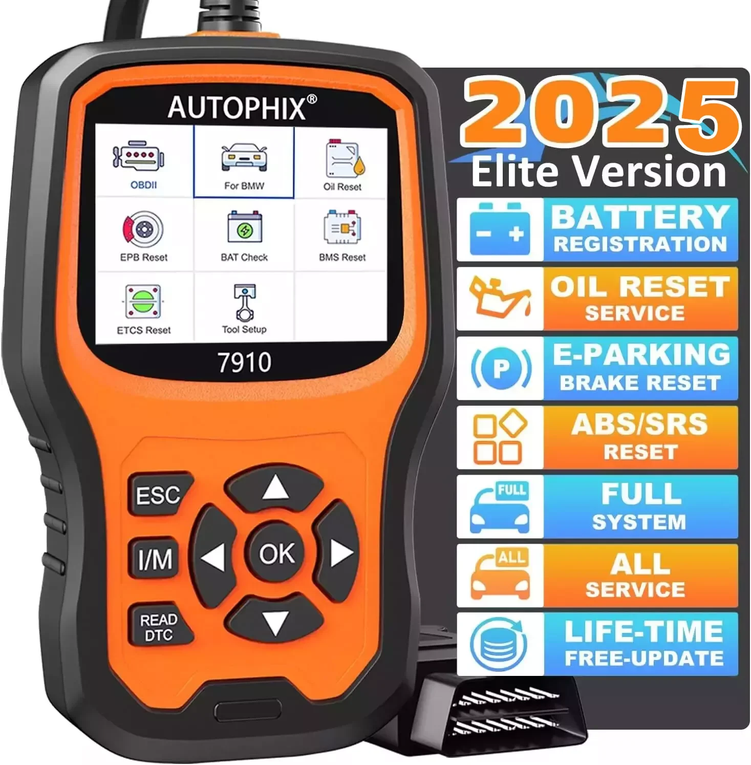 AUTOPHIX 7910 جميع نظام لسيارات BMW لـ Rolls Royce للوسادة الهوائية الصغيرة الزيتية إعادة تعيين البطارية أداة تشخيص الماسح الضوئي للسيارة ABS SRS