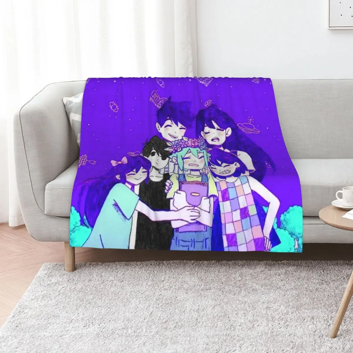 

Omori and Friends Throw Blanket Retros Large anime Shaggy Blankets