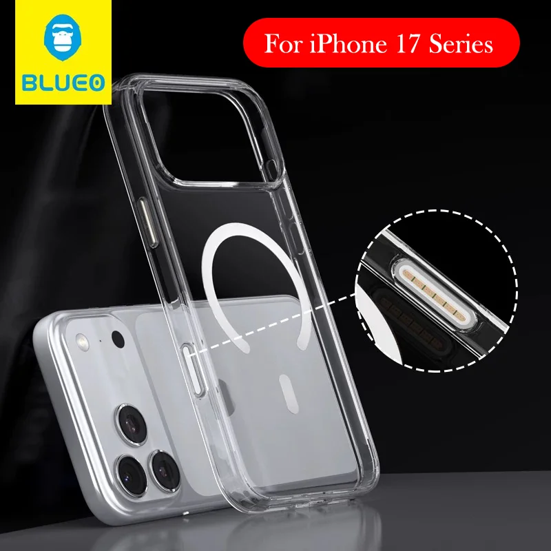 

Прозрачный чехол Blueo для iPhone 17 Pro Max, задняя крышка с подушкой безопасности для iPhone 17 Air