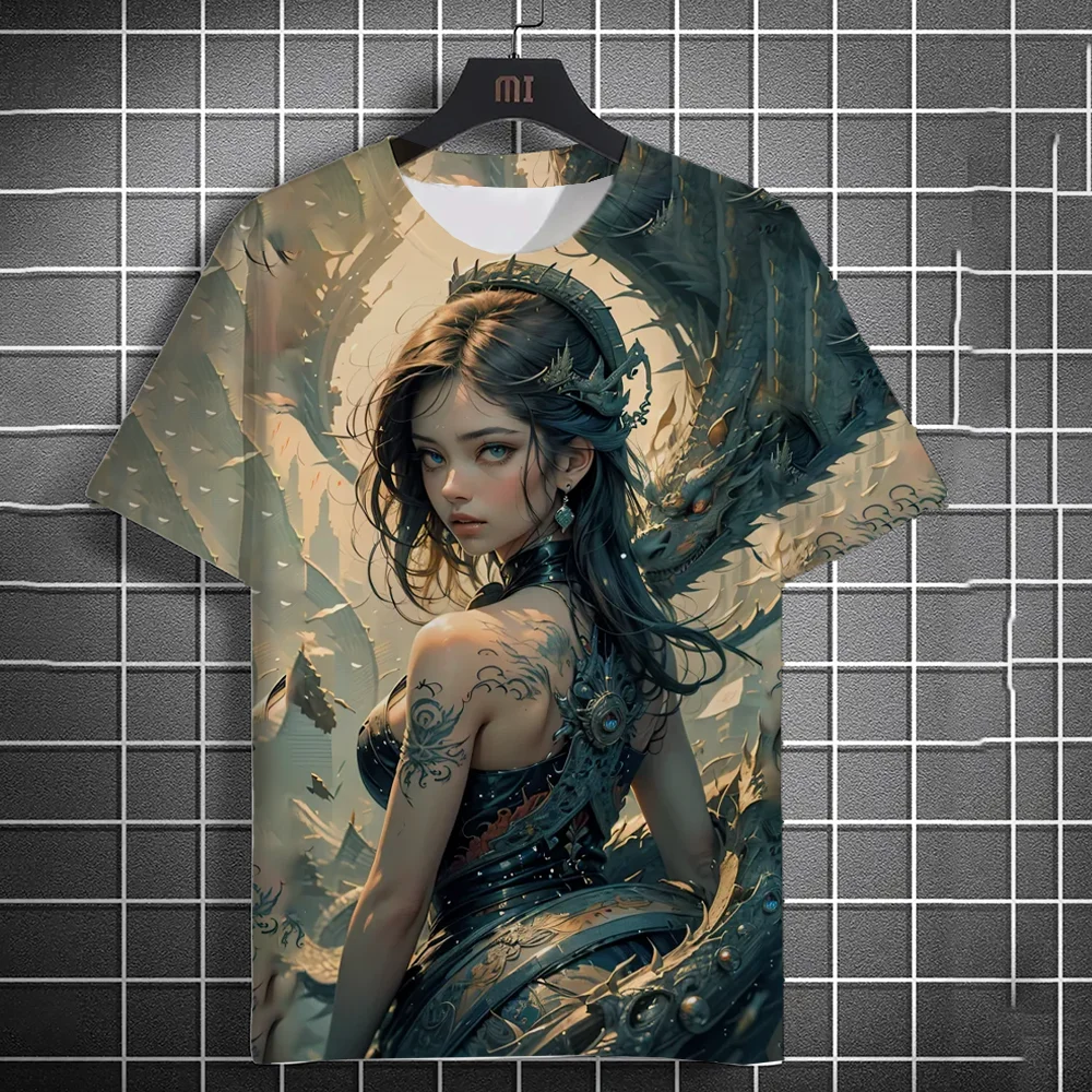 Japanese Animated Beauty 3D Print Sports Quick Dry Breathable Men T-shirt Outdoor Street Harajuku Y2K Kawaii Short Sleeve Summer