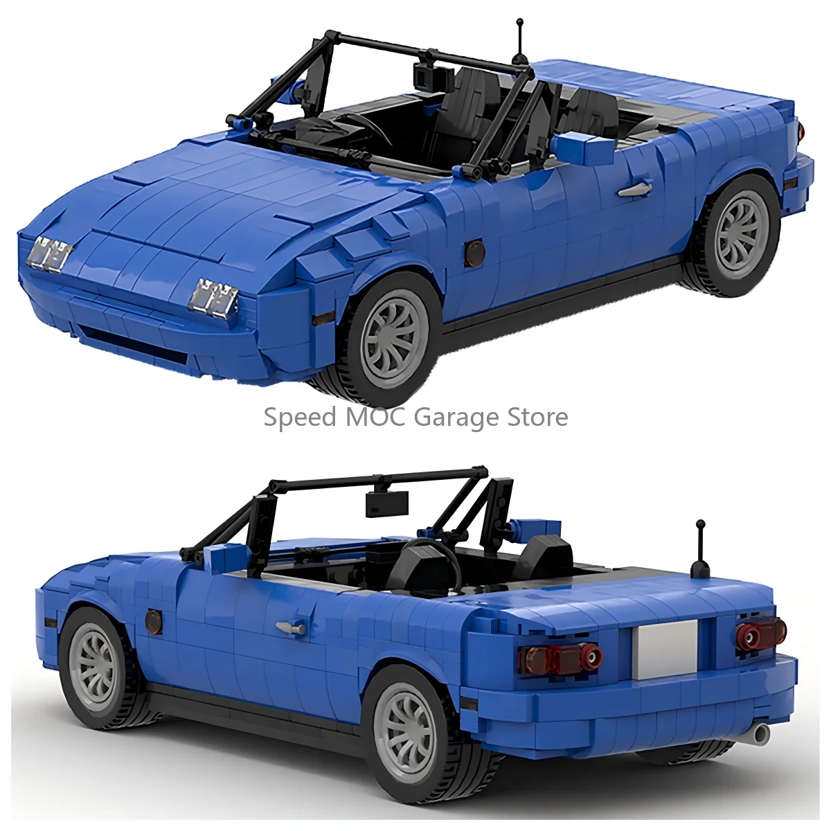

Iconic Classic Sports Car Replica MOC Building Blocks, Blue MX-5 Convertible Model Bricks, DIY Assemble Vehicle Collectible Gift