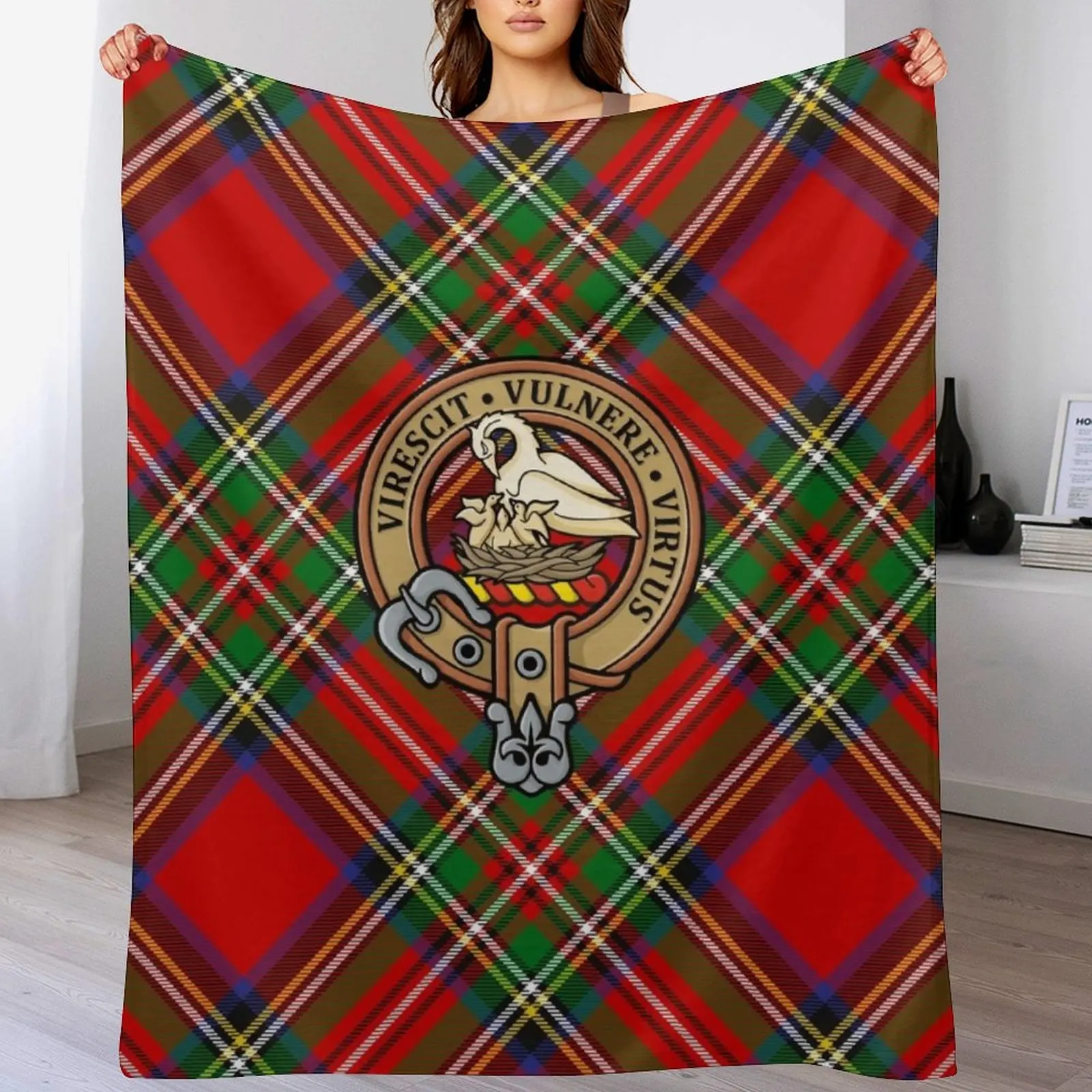 

Clan Stewart Crest Throw Blanket Soft Cozy Blanket for Pet Kids Adults
