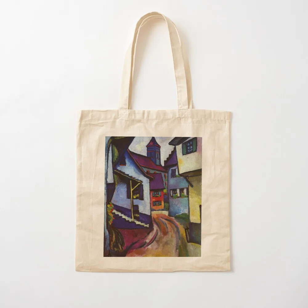 August Macke Street with church in Kandern Tote Bag