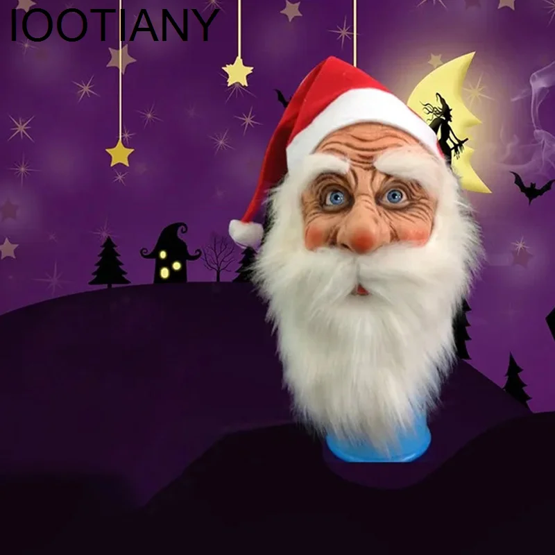 

Cosplay Realistic Outdoor Decoration Christmas Mask Cute Christmas Costume Masks Wig Beard Dress Up Christmas Rubber Headgear