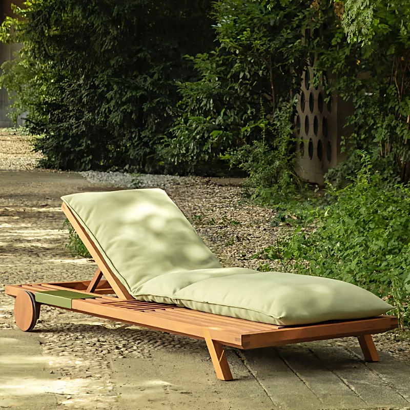 Outdoor teak bed, courtyard balcony hotel leisure preservative wood rattan lounger beach swimming pool rain protection
