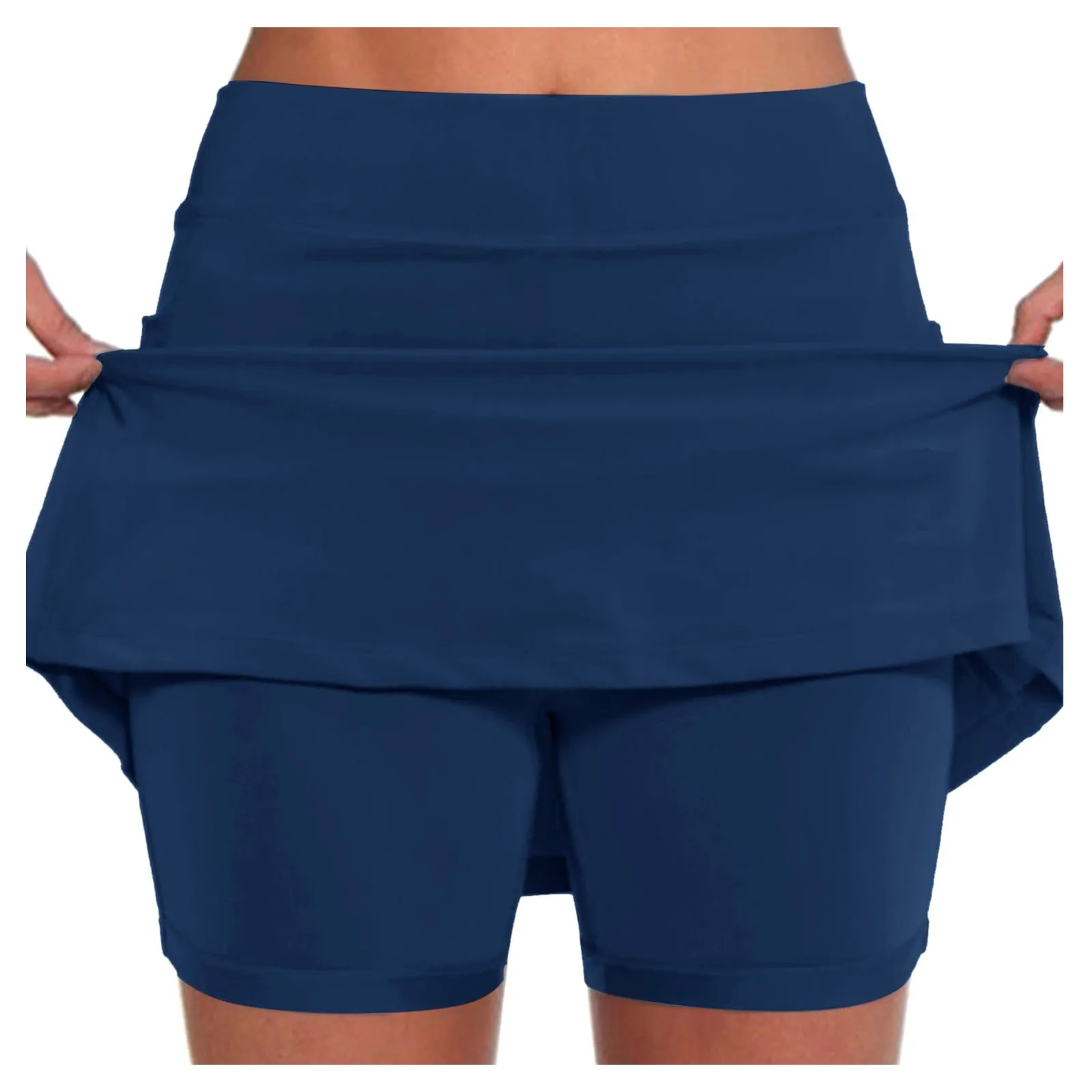 Women's Fashion Sports Skirts Solid Color Anti-exposure Skort Running Tennis Golf Shorts Breathable Short Skirts with Pockets