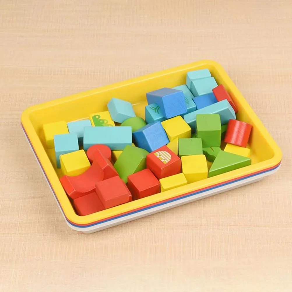 

5 pcs Plastic Multi Purpose Craft Sensory Tray Kids DIY Projects Tray For Crafts ganizer Red Yellow Blue Green White