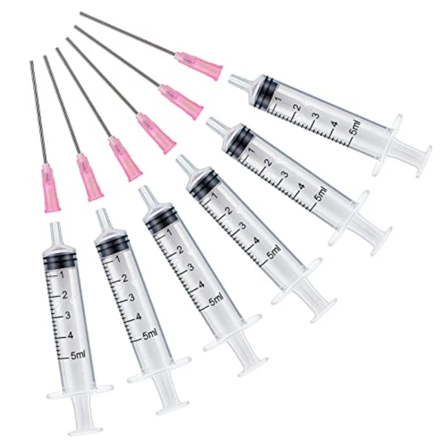 

6PCS 5ML/CC Ink Filling Plastic Syringe with Blunt Stainless Needle Tip for Fountain Pen, Printer