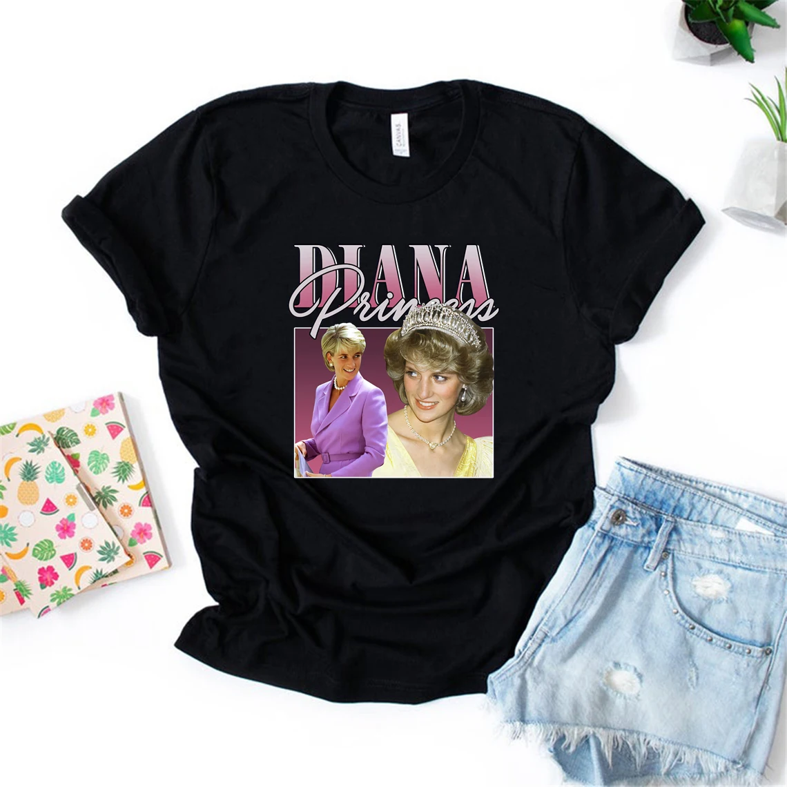 Princess Diana Vintage Unisex T-Shirt Diana Spencer Shirt Rap Hip Hop 90s Classic T Shirt Women Graphic Tees Aesthetic Clothes