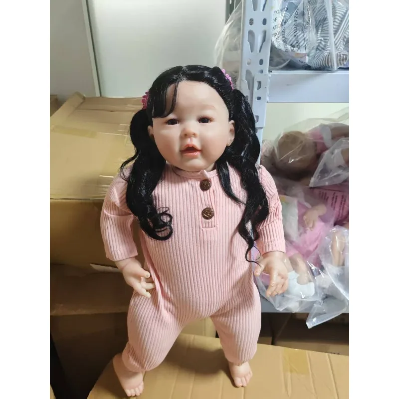 60CM 코튼 바디 리본 베이비 토들러 메일리엔 공주 소녀 실물 같은 소프트 터치 3D 스킨 아트 인형
