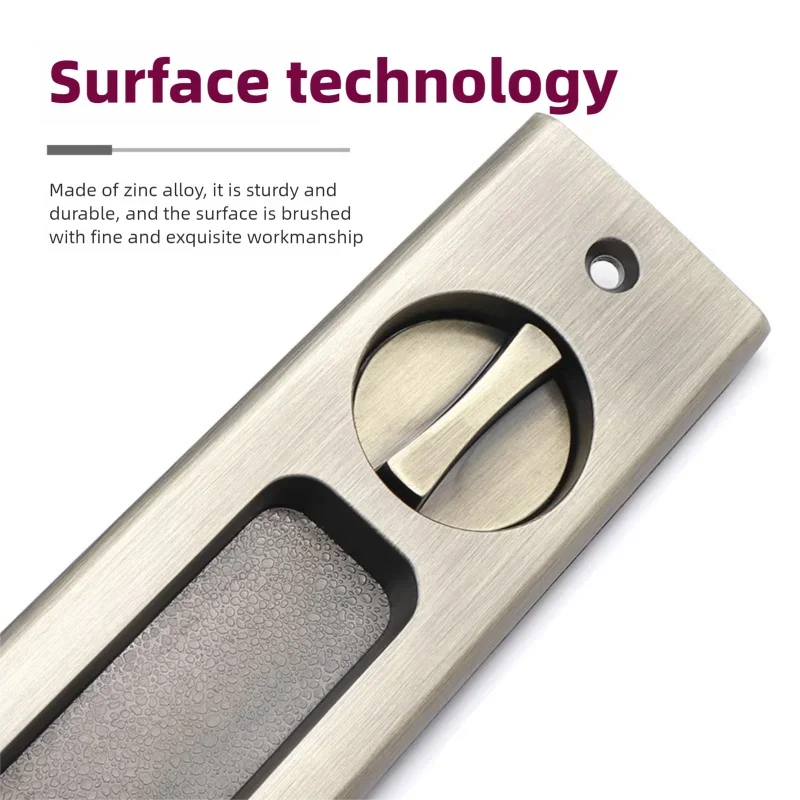 قفل باب منزلق مع مفتاح - قفل مخفي غير مرئي للباب الخشبي/الزجاجي، متخصص في الشرفة والحمام والمطبخ