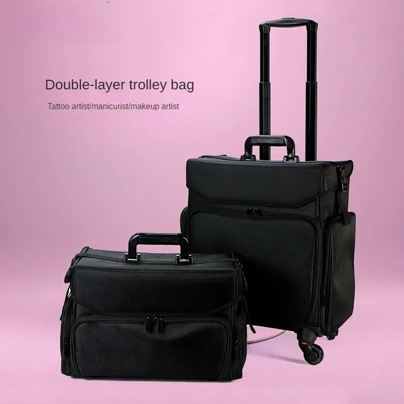 Trolleycase Rolling Luggage Cosmetic Bag Mother and Child Bag Makeup Beauty Manicure Jewelry Large Capacity Tool Bag Beauty Case