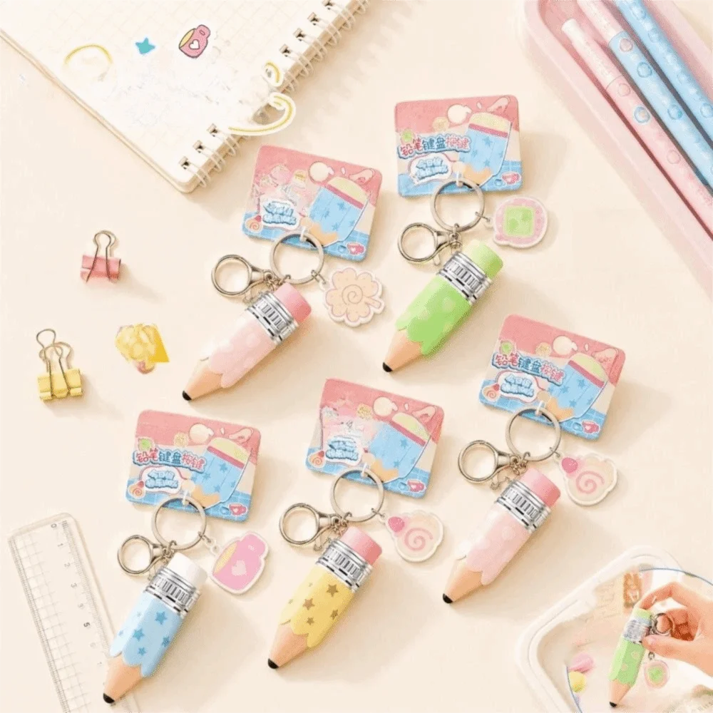 Sound Making Clicker Keychain Soft Clicking Sound Retractable Tip Retractable Pencil Delicate Acrylic Tag Smooth Solid Plastic