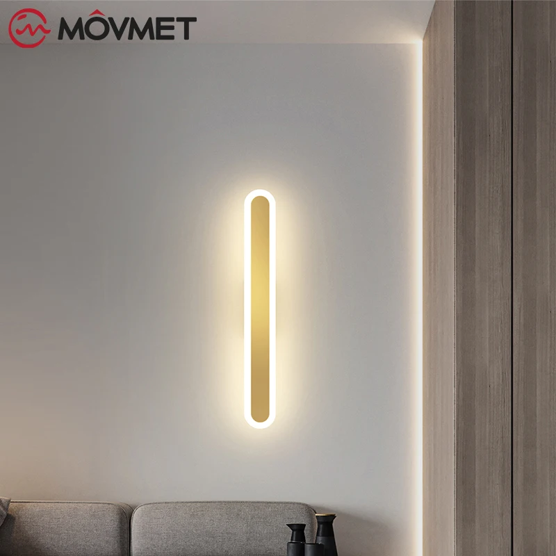 Postmodern LED Wall Lamp Mirror Headlight Long Strip Acrylic Aluminum Aisle Bedroom Stair Bathroom Bedside Lamp 3 Color Light