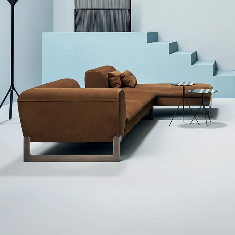 &High-end Red Fabric Sofa With Metal Legs Luxury Elegant Sofa Set for Villa Apartment