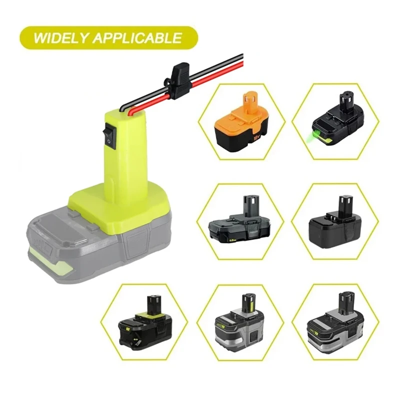 محول عجلات الطاقة لبطارية Ryobi 18 فولت مع مفتاح الصمامات محول بطارية ذاتي الصنع لبطارية Ryobi 18 فولت Nimh/Nicd/ليثيوم أيون متينة
