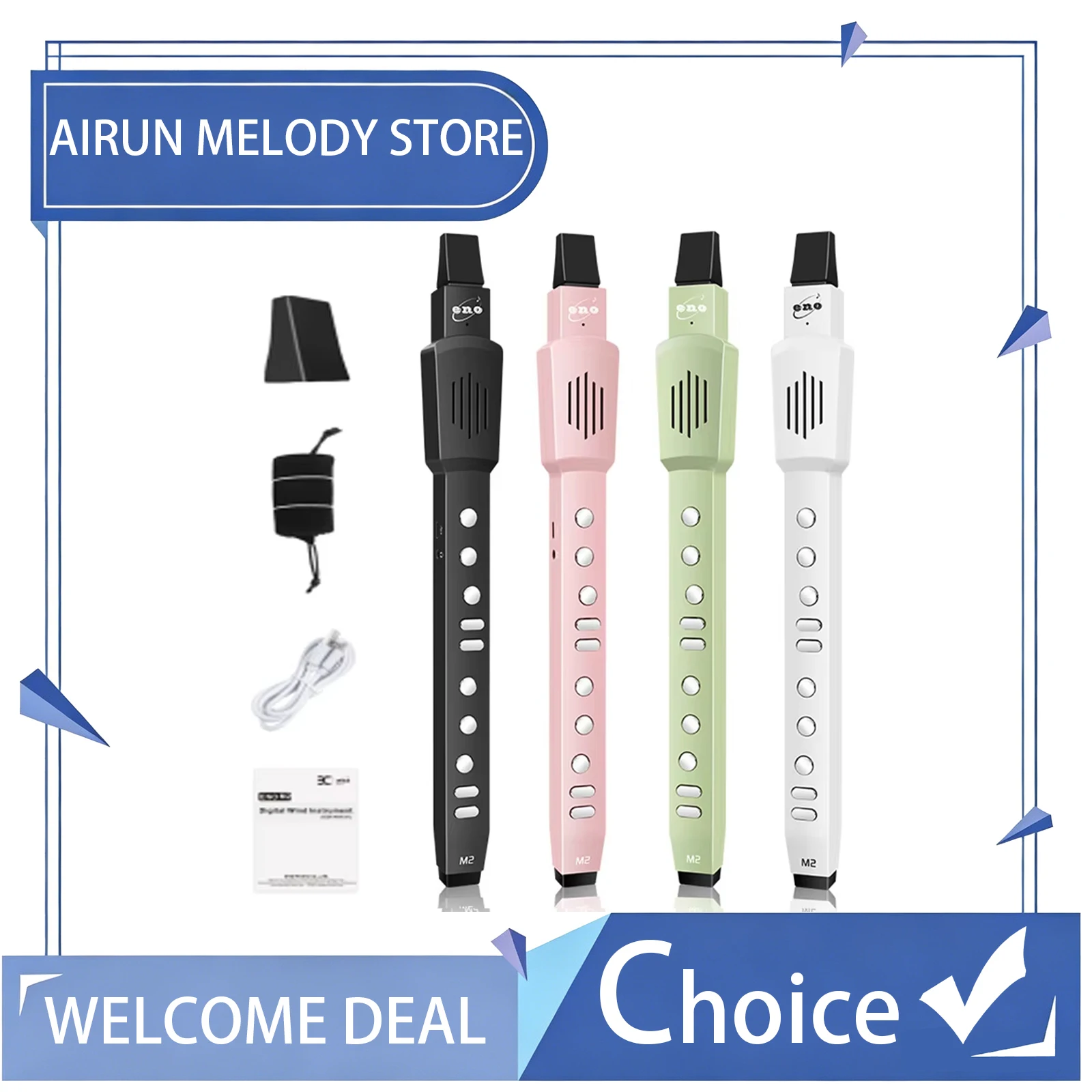 MINI Electric Blow Tube Electric Blowpipe 12 True Sampling Tones for Automatic Vibrato Electric Blowpipe with Bag Charging Cable