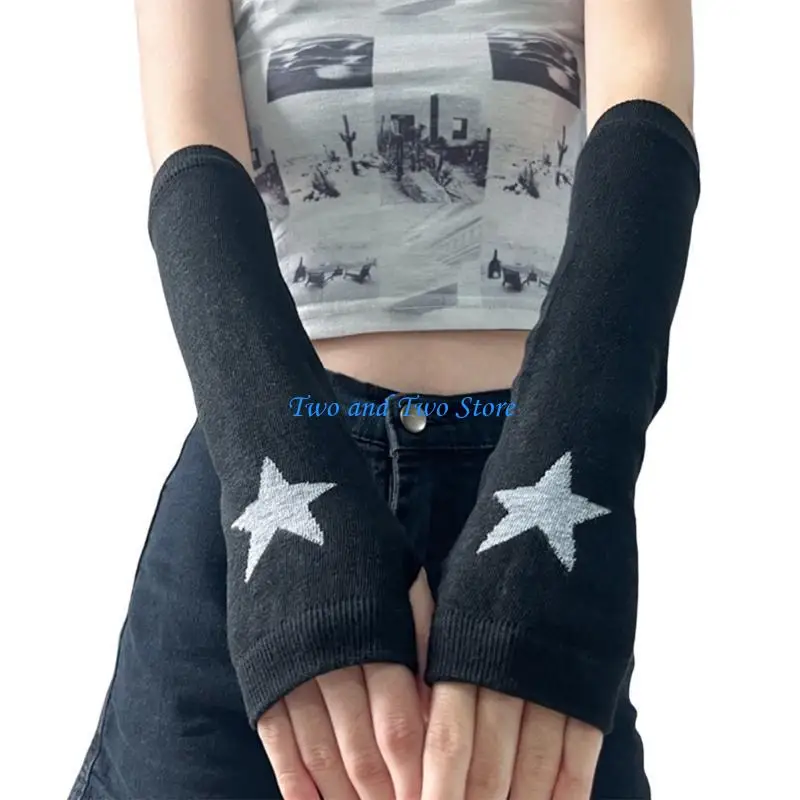 

HX6F Warm Gloves for Women Japanese Arm Sleeves Animes Costume Fingerless Elbow Gloves for Nightclub Dress Up Mittens